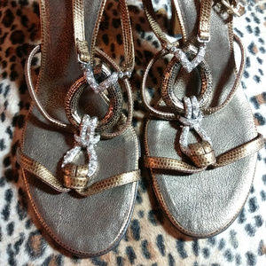 Giuseppe Zanotti Strappy Jeweled Metallic Heels